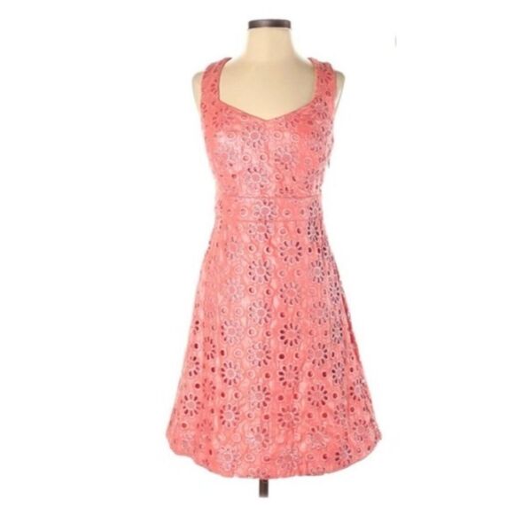 Maeve Coral Shine Daisy Eyelet Metallic Dress, Size 0. Seen on Switched at Birth - Picture 4 of 4